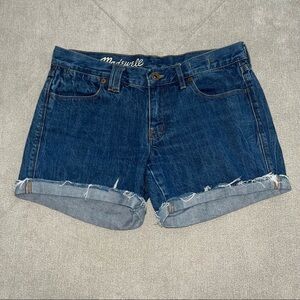 Madewell High Waisted Jean Shorts, frayed hem, size 26